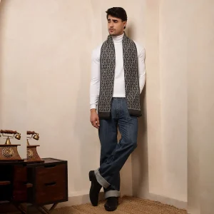 Men's Winter Wear Warm Scarves Gray Woolen Muffler - Image 6