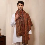 Mughal Geometric Pattern Wear Men's Cashmere Shawl - Image 2