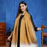 Mustard Floral Jamawar Stole Winter Neck Wool scarf