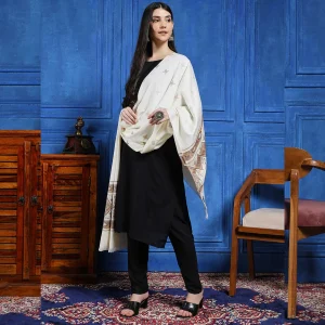 NEW Kashmiri Stole White Color Pashmina Scarf - Image 4