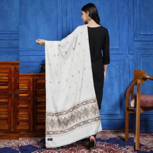NEW Kashmiri Stole White Color Pashmina Scarf - Image 5