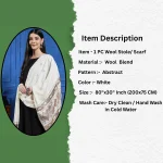 NEW Kashmiri Stole White Color Pashmina Scarf - Image 7