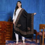 New Kashmiri Women's Wool Shawl Stole Black Paisley Wrap - Image 3