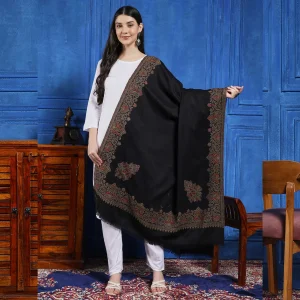 New Kashmiri Women's Wool Shawl Stole Black Paisley Wrap - Image 3