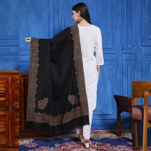 New Kashmiri Women's Wool Shawl Stole Black Paisley Wrap - Image 6