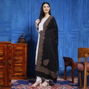 New Kashmiri Women's Wool Shawl Stole Black Paisley Wrap - Image 4