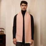 Peach Wool Muffler Handmade Herringbone Scarf