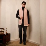 Peach Wool Muffler Handmade Herringbone Scarf - Image 3