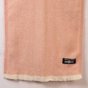 Peach Wool Muffler Handmade Herringbone Scarf - Image 8
