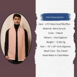 Peach Wool Muffler Handmade Herringbone Scarf - Image 9