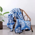 Quilted Sofa Decorative Throw Blue Tree Print Cotton Blanket