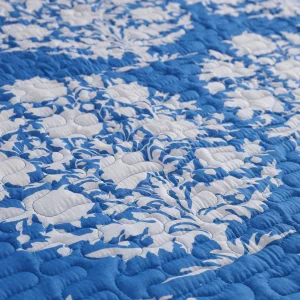 Quilted Sofa Decorative Throw Blue Tree Print Cotton Blanket - Image 4