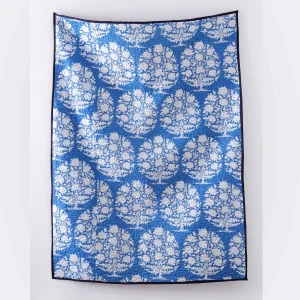 Quilted Sofa Decorative Throw Blue Tree Print Cotton Blanket - Image 6
