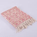 Red Beige Floral Printed Handloom Cotton Sofa Throw - Image 2