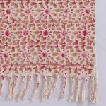 Red Beige Floral Printed Handloom Cotton Sofa Throw - Image 4