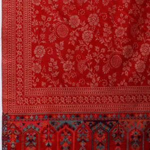 Red Floral Soft Wool Shawl 80"x40" - Image 6