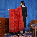 Red Floral Soft Wool Shawl 80"x40" - Image 5