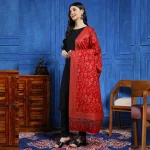 Red Floral Soft Wool Shawl 80"x40" - Image 4