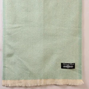Sea Green Wool Muffler Herringbone Pattern Scarf - Image 8