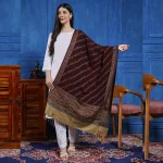 Soft Wool Wrap Warm Thick Wine Floral Stole - Image 3