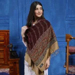 Soft Wool Wrap Warm Thick Wine Floral Stole