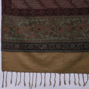 Soft Wool Wrap Warm Thick Wine Floral Stole - Image 6