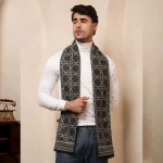 Stylish Gray Tartan Muffler Men's Winter Wool Scarf - Image 2