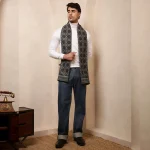 Stylish Gray Tartan Muffler Men's Winter Wool Scarf - Image 6