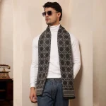 Stylish Gray Tartan Muffler Men's Winter Wool Scarf