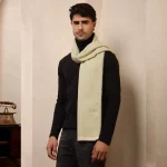 Stylish Green Herringbone Wool Muffler - Image 4