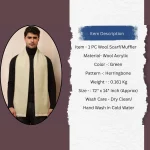 Stylish Green Herringbone Wool Muffler - Image 8