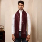 Stylish Wine Color Wool Muffler Winter Reversible Scarf - Image 2