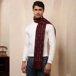 Stylish Wine Color Wool Muffler Winter Reversible Scarf - Image 3