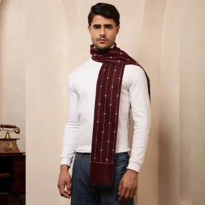 Stylish Wine Color Wool Muffler Winter Reversible Scarf - Image 3