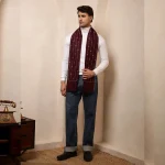 Stylish Wine Color Wool Muffler Winter Reversible Scarf - Image 6