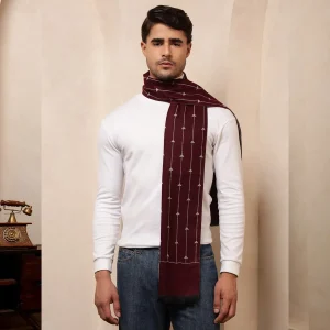 Stylish Wine Color Wool Muffler Winter Reversible Scarf - Image 4