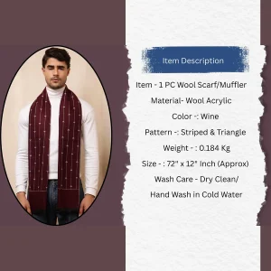 Stylish Wine Color Wool Muffler Winter Reversible Scarf - Image 9