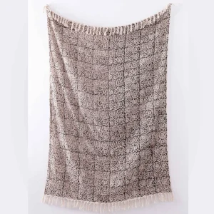 Traditional Bagru Hand Block Printed Throw Black Floral Blanket - Image 5