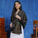 Traditional Black Floral Women Shawl