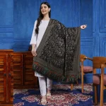 Traditional Black Floral Women Shawl - Image 3