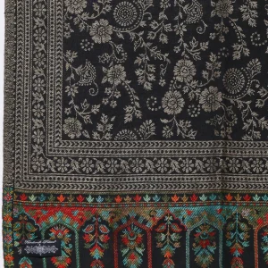 Traditional Black Floral Women Shawl - Image 6