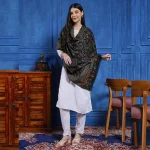 Traditional Black Floral Women Shawl - Image 2