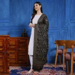 Traditional Black Floral Women Shawl - Image 4