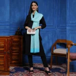 Turquoise Paisley Wrap Cashmere Wool Stole - Image 4
