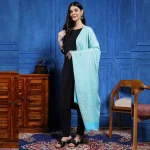 Turquoise Paisley Wrap Cashmere Wool Stole - Image 2