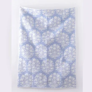 Twin Size Blue Tree Print Cotton Blanket / Throw - Image 6