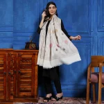 White Floral Wrap Pashmina Style Shawl - Image 2