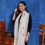 White Floral Wrap Pashmina Style Shawl