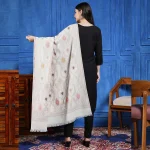 White Floral Wrap Pashmina Style Shawl - Image 5
