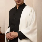 White Woven Wool Kullu Weaving Pallu Designed Shawl for Men's - Image 9